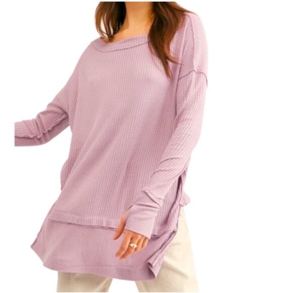 We the Free|Free People‎ North Shore Oversized Thermal Waffle Knit Tunic Top XS - Picture 1 of 13